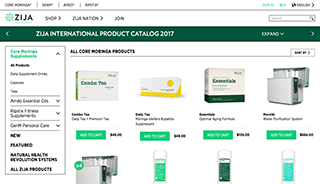 Screenshot of the shop on ZijaInternational.com.